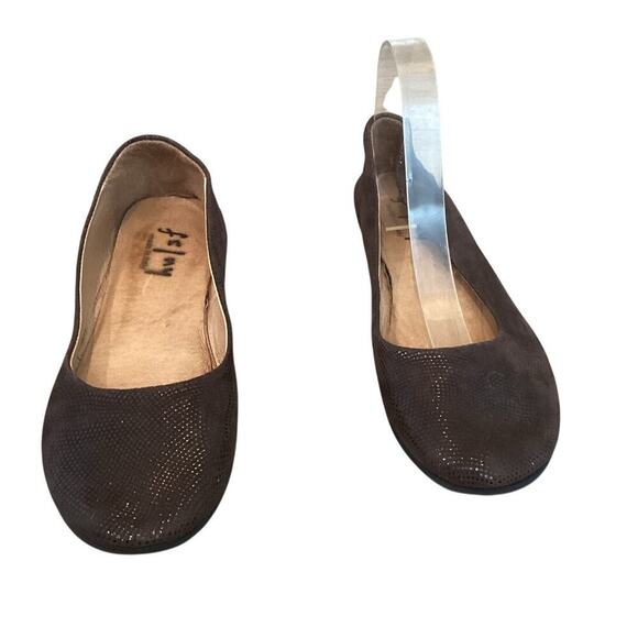 French Sole FS/NY Women Zeppa Shoes Leather Snake Print US 10 Flats Brown Mousse - Picture 3 of 9